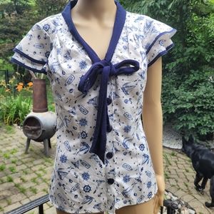 Voodoo Vixen Nautical vintage style top size small